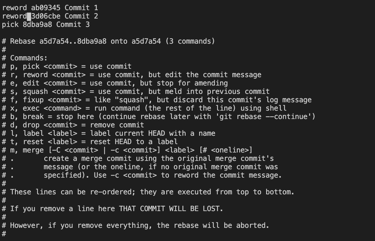 git reset previous commit