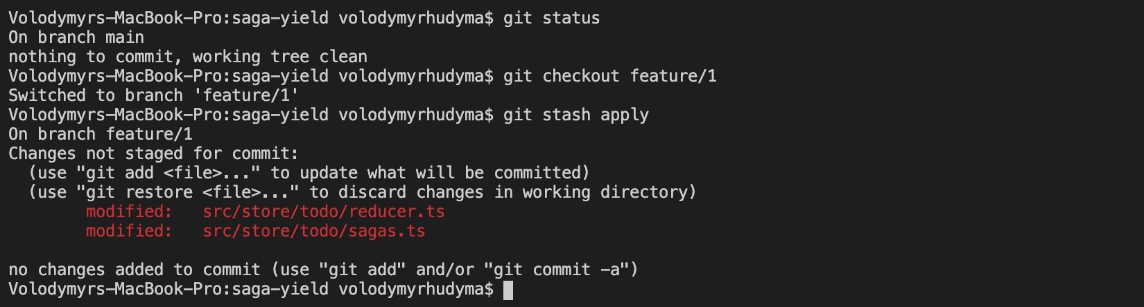 Git Checkout To The Feature Branch And Re-Apply Stashed Changes
