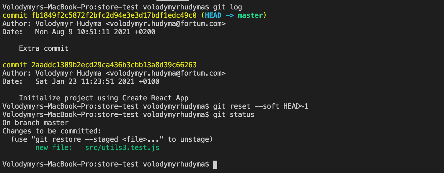 git reset to commit hash