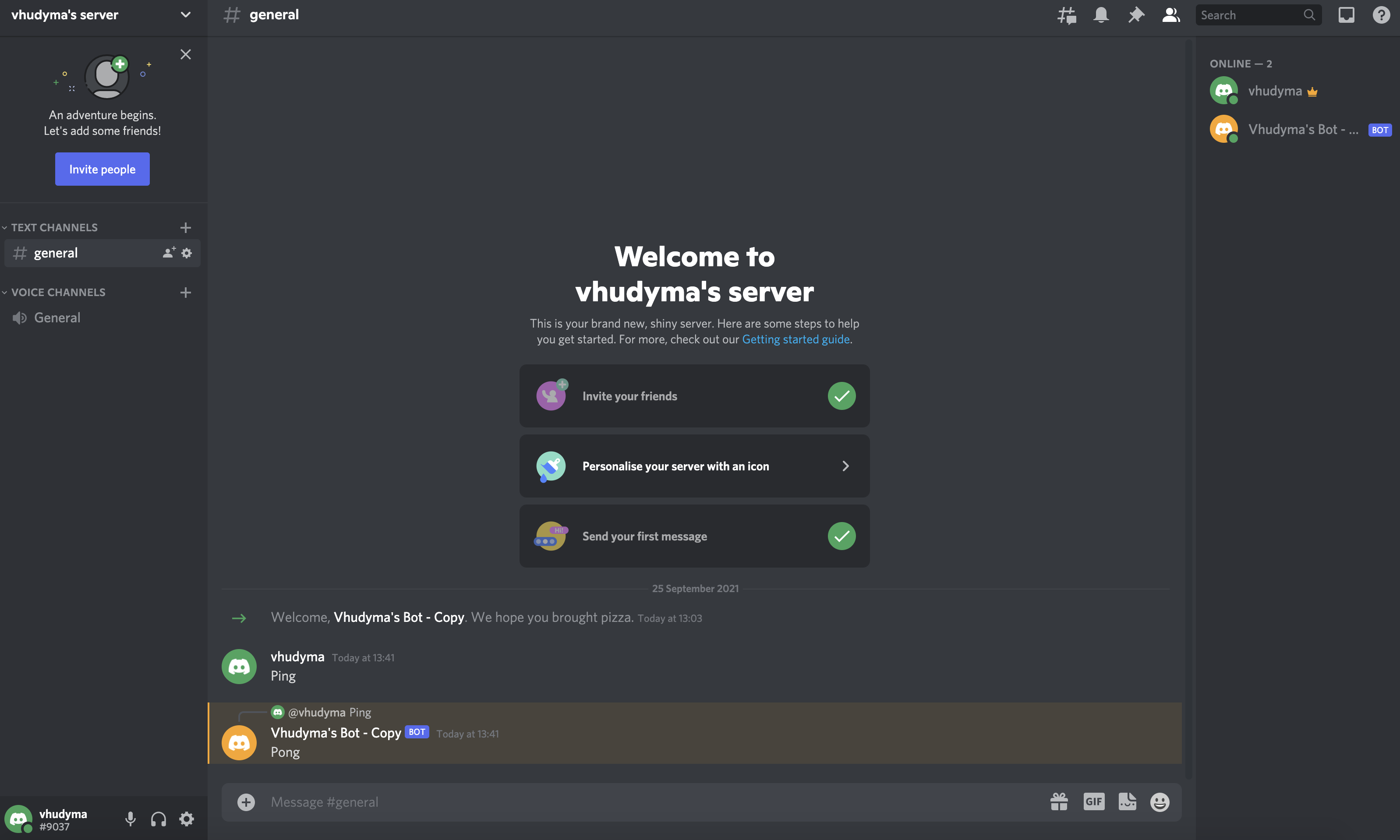 Discord Bot Replied With Pong